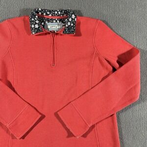 Orvis Womens Pink Floral Collar Pullover Long Sleeve 1/4 Zip Top Size‎ Medium M